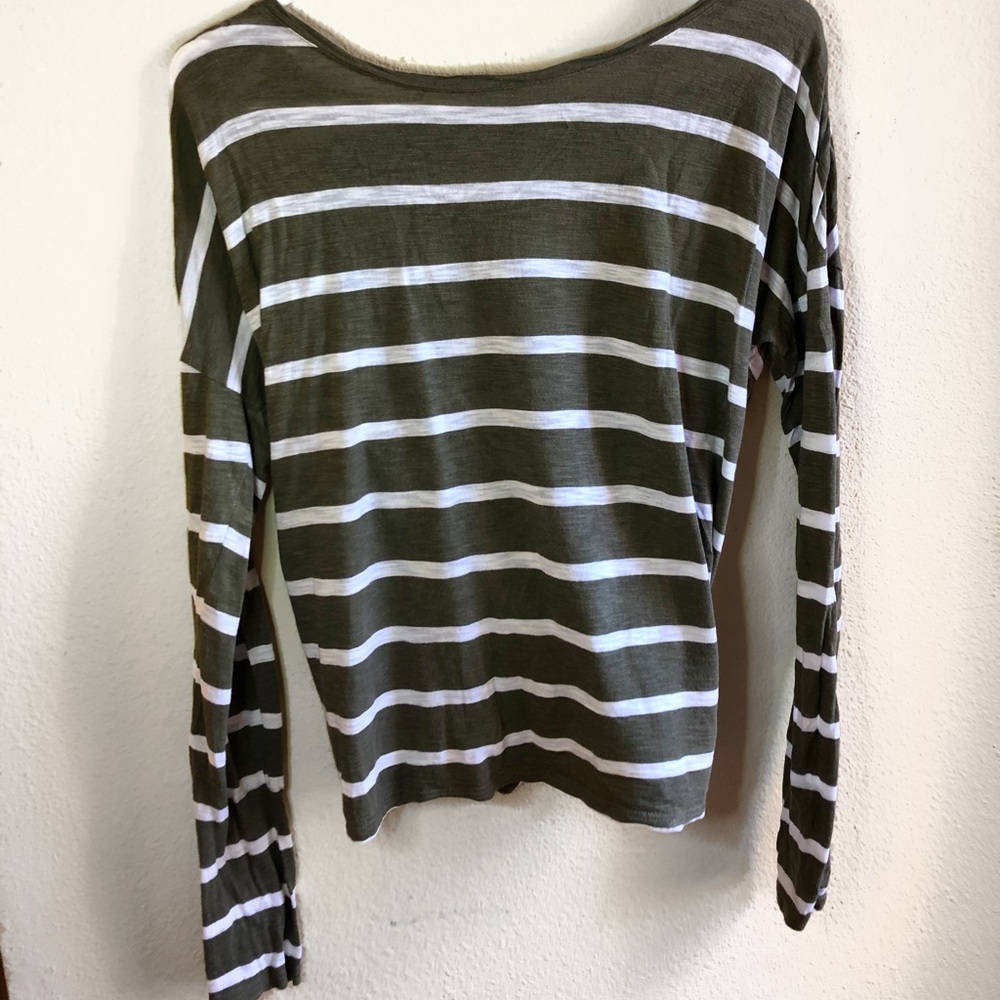 Green Striped Long Sleeve Shirt
